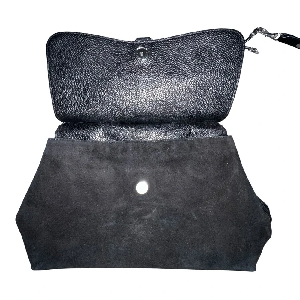 Rebecca Minkoff Medium Keith‎ Suede & Leather Satchel Handbag Crossbody Black